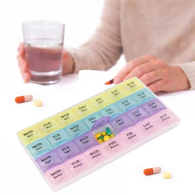 Pillendoosje I Pillendoos 28 Compartimenten I Medicijn doosje I Pil Box - 7 dagen I 4 Dagdelen