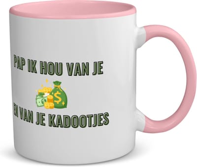 Akyol - pap ik hou van je en van je kadootjes koffiemok - theemok - roze - Papa - vader met veel geld - vader cadeautjes - vaderdag - verjaardagscadeau - verjaardag - cadeau - geschenk - kado - gift - vader artikelen - 350 ML inhoud