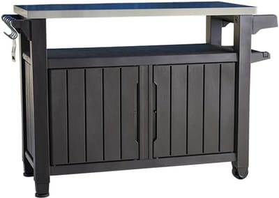 Grill Trolley - Outdoor Keuken - Buiten Koken - Afsluitbare Opbergruimte - 207 Liter - Zwart