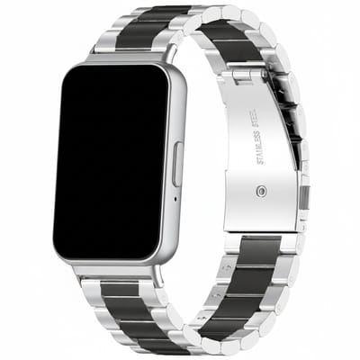Stalen bandje - geschikt voor Samsung Galaxy Fit 3 - rvs met vlindersluiting - zilver zwart