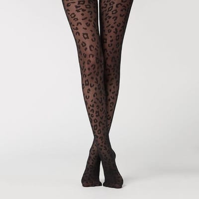 Collants Jacquard Léopard Sexy en Nylon pour Femmes Été Fines Bas Filles Lingerie Tendance Collants Noirs Vintage Bas Longs One Size black