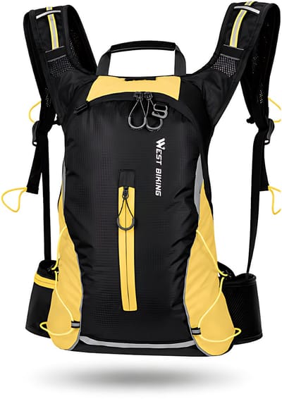 CarryQuest® - 16L MTB Fietsrugzak - Lichtgewicht, Ergonomisch, Reflectief - Reistas Rijuitrusting - 48x32x11 cm - Geel