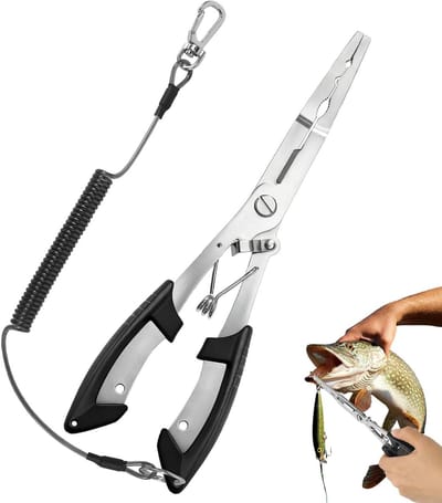 Multifunctionele Visgereedschappen: Haakverwijderaar, Scharen en Pliers voor Zoet- en Zoutwater Visserij met Lanyard