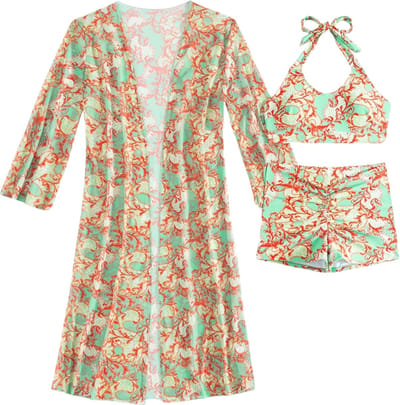 Livano Bikini Set Dames - Strandjurk - Volwassenen - Strandtuniek - Blouse - Lichtgroen - Maat L
