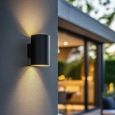 Solar wandlamp buiten 'Sverre' rond - Met bewegingssensor - Up down light - Warm wit licht (2700K) - 50 lumen - Aluminium behuizing - Tuinverlichting op zonne-energie geschikt voor schutting - Zwart