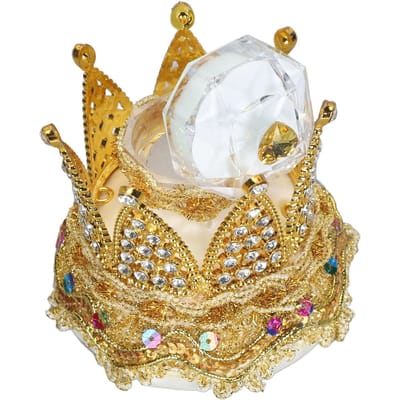 Boîte à bague couronne Luxueuse Romantique Boîte à bague de fiançailles Portable Compact Étui à alliance Multipurpose Présentoir à bijoux beige