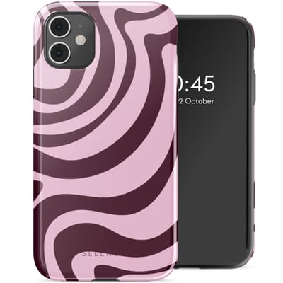 Selencia Hoesje - Geschikt voor Apple iPhone 11 - Backcover - Wavy Swirl Pink Plum