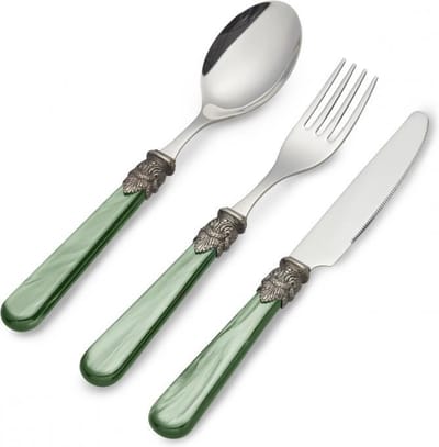 3-delig, Bestekset, voor 1 persoon, Groen (parelmoer), voor het ontbijt, EME Napoleon
