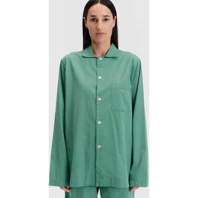 Tekla Unisex Poplin Pyjamas Shirt Vintage Green Maat: XS | Outlet | Unisex | Groen