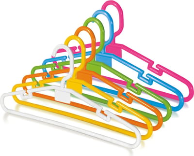 Juypal Kledinghangers Montana voor kinderen - 6x - gekleurd - kunststof - 32,6 cm
