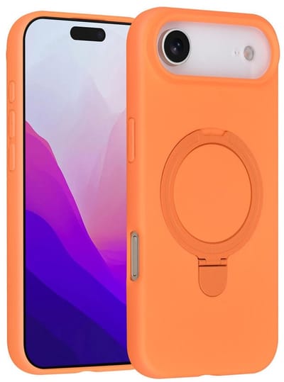Telefoonhoesje geschikt voor iPhone 17 Air - Magnetische Backcover met Ringstand - Geschikt voor MagSafe-accessoires - FuturiQ - Tangerine Orange
