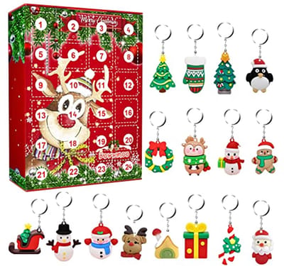Kalender Sleutel | Aftelkalender met 24 sleutelhangers - kersthangers voor kindercadeautjes