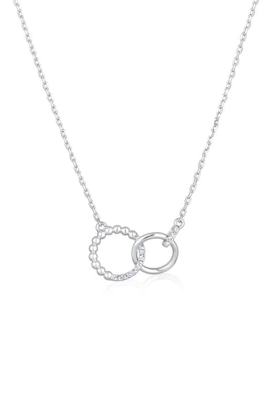 Elli - Halsketting - Dames Hanger Ringen Elegant Bol Verstrengeld Zilverkleurig met Kristallen - Dames