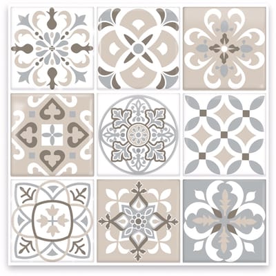 24Supply Plaktegels - 10 Stuks - Glans - Patchwork - Beige - 30.5x30.5cm