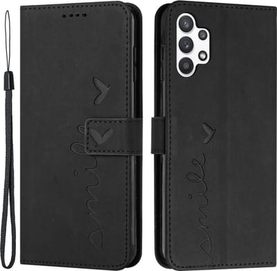 Coverup Hoesje - Geschikt voor Samsung Galaxy A32 5G Hoesje - Coverup Smile Book Case - Zwart
