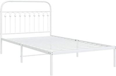 Stevig Houten Eenpersoons Bedframe met Hoofdbord Wit 107x203 cm