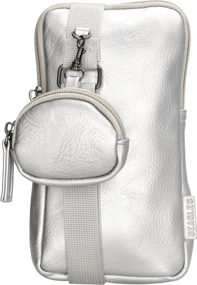 Beagles Ferro Telefoontasje Dames - Crossbodytas met verstelbare en afneembare schouderband - Schoudertas van Imitatieleder met ritssluiting - Zilver