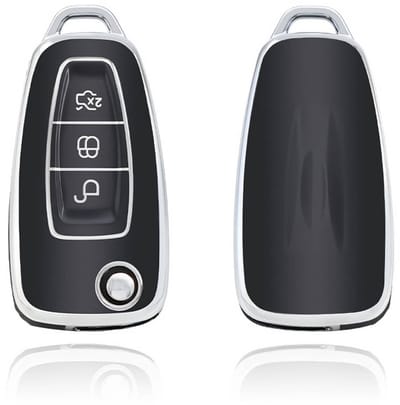 Autosleutel Hoesje geschikt voor Ford - Sleutelcover - TPU Cover Sleutelhoes - Accessoires - zwart
