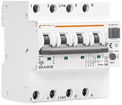 Aardlekautomaat - Stroomonderbreker - Elektrische beveiliging - Type B 30mA - 40A - Grijs