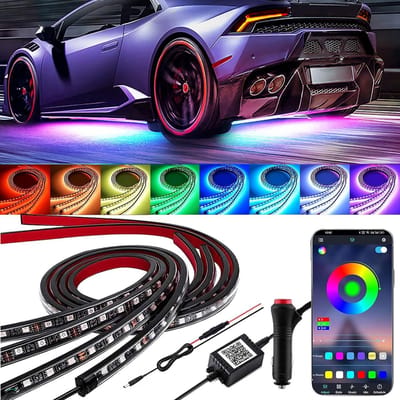 Auto LED Verlichting Strip - LED Strip - Sfeerverlichting Auto - Waterbestendige Neon Onderglow - met App-bediening - 12V