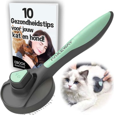 Kattenborstel Slicker - Hondenborstel - Kattenkam - Haarverwijderaar voor Huisdieren - Lang en Kort Haar - Groen - Incl. Ebook