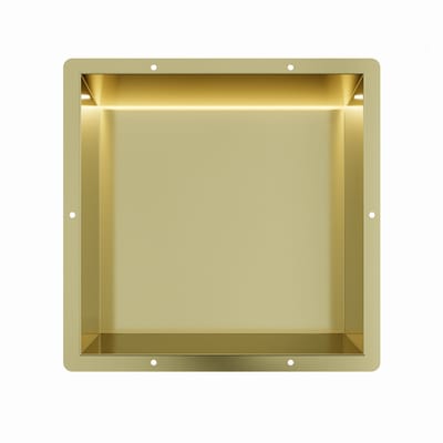 Mat goud RVS Inbouwnis 30x30x10cm met tegelflens en RGB verlichting