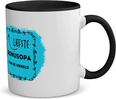 Akyol - liefste bonusopa van de wereld koffiemok - theemok - zwart - Opa - de liefste bonusopa - verjaardag - cadeautje voor opa - opa artikelen - kado - geschenk - 350 ML inhoud