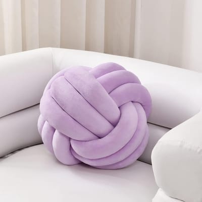 Zacht Knoopkussen Rond Decoratief Pluche Sierkussen voor Bank en Bed (27 cm) - Paars