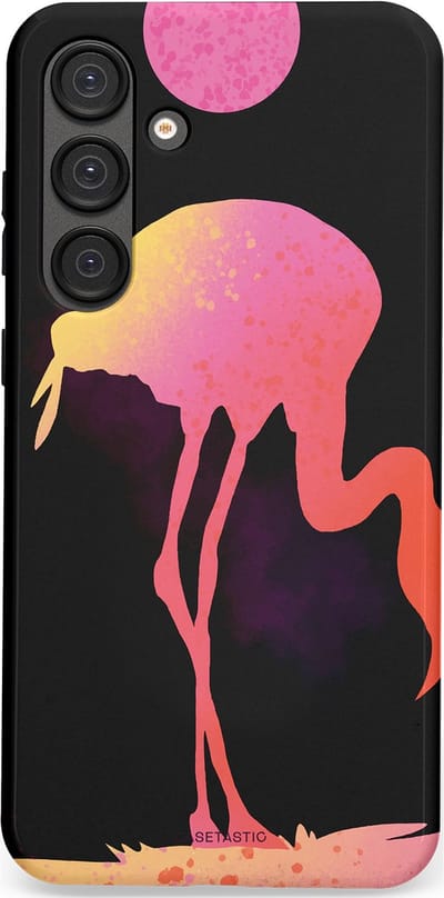 Casetastic Hoesje Geschikt voor Samsung S25 Plus - Stijlvolle Beschermende Duo-layer Case - Silhouet Flamingo