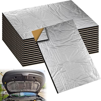 Set van 15 Zelfklevende Aluminium Butyl Isolatiematten 250 x 180 x 5 mm voor Geluidsisolatie, Warmte-isolatie en Brandwerende Bescherming in Huizen en Kantoren
