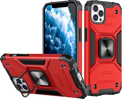 Hoesje Geschikt voor iPhone 13 Pro Max - Heavy Duty Armor Hoesje met Kickstand ringhouder – Rood