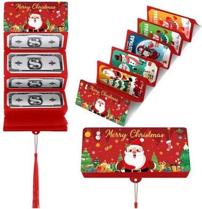 Kerstgeld- of cadeaukaarthouder met 10 vakjes - Verrassing, Kerstmis, Kerstcadeau, Kaarthouder, Kerstgeldcadeaus Verrassing, Geld envelop - voor de kerstvakantie