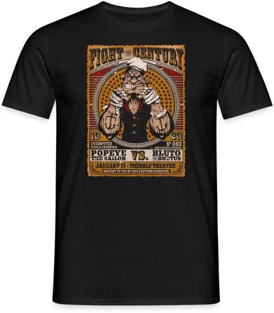 Popeye Gevecht Van De Eeuw Poster Gekleurd T-Shirt Heren
