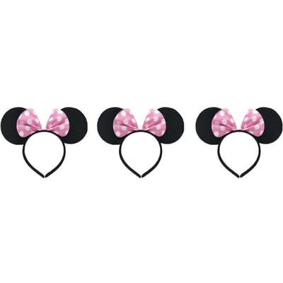 3/6/12 stuks/partij Meisjes Muisoren Effen Strik Oren Hoofdband voor Verjaardagsfeest Benodigdheden en Muis Thema Kostuum Cosplay Decoratie black