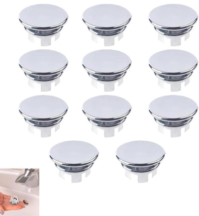 10 stuks - overloopdoppen voor wastafels - wastafelafdekking - afdekking voor wastafelgat - voor badkamer en keuken - 32×22×22mm - zilver
