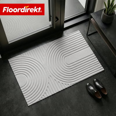 Floordirekt Droogloopmat Circa - Wasbare Schoonloopmat - Deurmat voor Binnen & Buiten - Grijs Golven - 40 x 60 cm - Antislip TPE-achterzijde - Hoogwaardig & Duurzaam - Moderne Patronen - Verkrijgbaar in Verschillende Maten & Kleuren