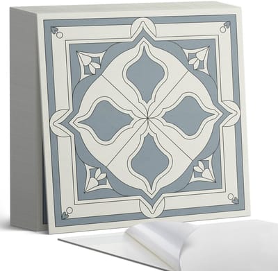 Coloray Plaktegels - Bloemenpatroon op tegels Zelfklevende Tegels - 20 cm x 20 cm - Grijs Plaktegels - 20 stuks - Vierkant PVC Tegels - Plaktegels Badkamer - Plaktegels Vloer - Vinyltegels Vloer Zelfklevend - Wandtegel Zelfklevend