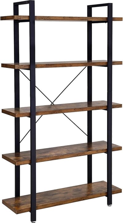Furnstar - Industriële Boekenkast met Metalen Frame – Kast voor Slaapkamer en Woonkamer – 105 x 33,5 x 177,5 cm - Bruin/Zwart