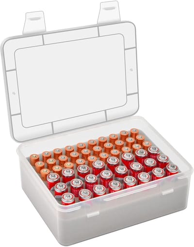 Batterij Organizer - Opslag Houder - Accu Sortering - Spons Interieur - 24 AA 30 AAA - Wit