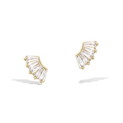 CHIVAL - Oorbellen 18K Verguld Goud "Golden Brilliance" - Elegant, Hypoallergeen, Luxe, Cadeau voor haar, Sieraad, Tijdloos, Stenen, Liefde, Romantiek, Geschenkverpakking, Kerst, Waaier vorm