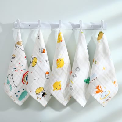5 x mousseline babywashandjes 30 x 30 cm, biologisch katoen, herbruikbare babygezichtshanddoeken, extra zachte wasbare washandjes voor pasgeboren huid