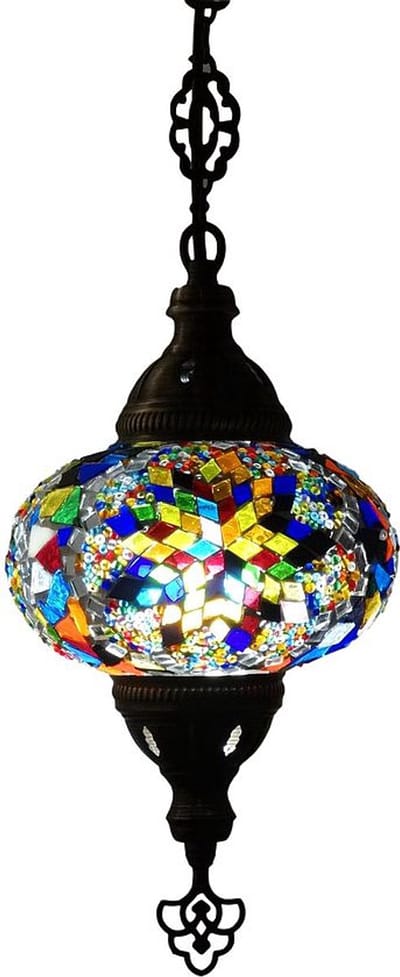 Turkse Lamp - Hanglamp - Mozaïek Lamp - 1 stuk - Multicolour en handgemaakt