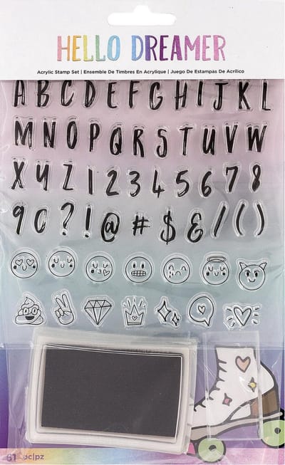 American Crafts - Hello Dreamer Acrylic Stamp Kit (61 stuks) - stempels