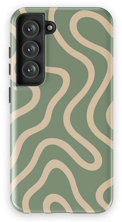 DripCase Curvy Lines Hoesje Samsung Galaxy S23 | Backcover met Mag | Design Tough Case Samsung Galaxy S23 Olive Drift