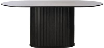 Giga Living Ovale Eettafel Nola - 180x95x75cm - Zwart Eiken Fineer - Kolompoot - 4-6 Personen