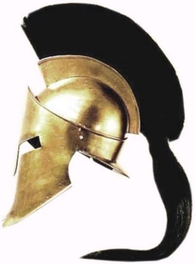 Spartaanse Helm met Binnenvoering en Standaard voor Re-enactment en Rollenspellen