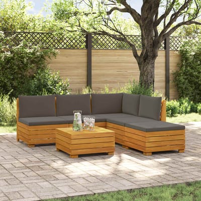 vidaXL - 6 - st - Buiten - bank - set - Massief - Acacia - Hout - Bruin