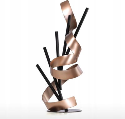Moderne Abstracte Metalen Tafeldecoratie - Gouden en Zwarte Sculptuur