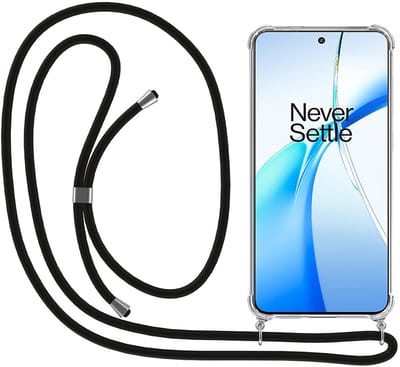 Smartphonica Telefoonhoesje Geschikt voor OnePlus Nord CE 4 met Koord en Stootrand - Hoesje met Telefoonkoord - TPU Backcover Case Shockproof met Lanyard - Transparant geschikt voor OnePlus Nord CE 4