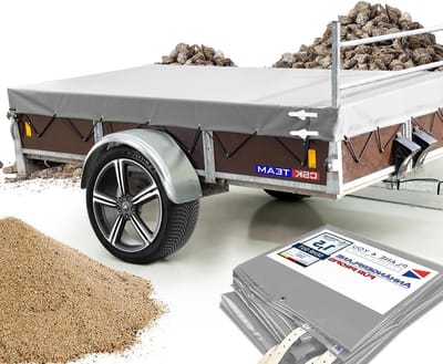 Aanhangerplane - Afdekzeil Trailer - Aanhanger Beschermen - Waterdicht PVC 700 g/m² - 211 x 139 x 15 cm - Lichtgrijs